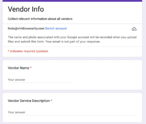 vendor assurance tracker google form